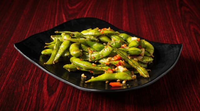 Spicy Garlic Edamame.